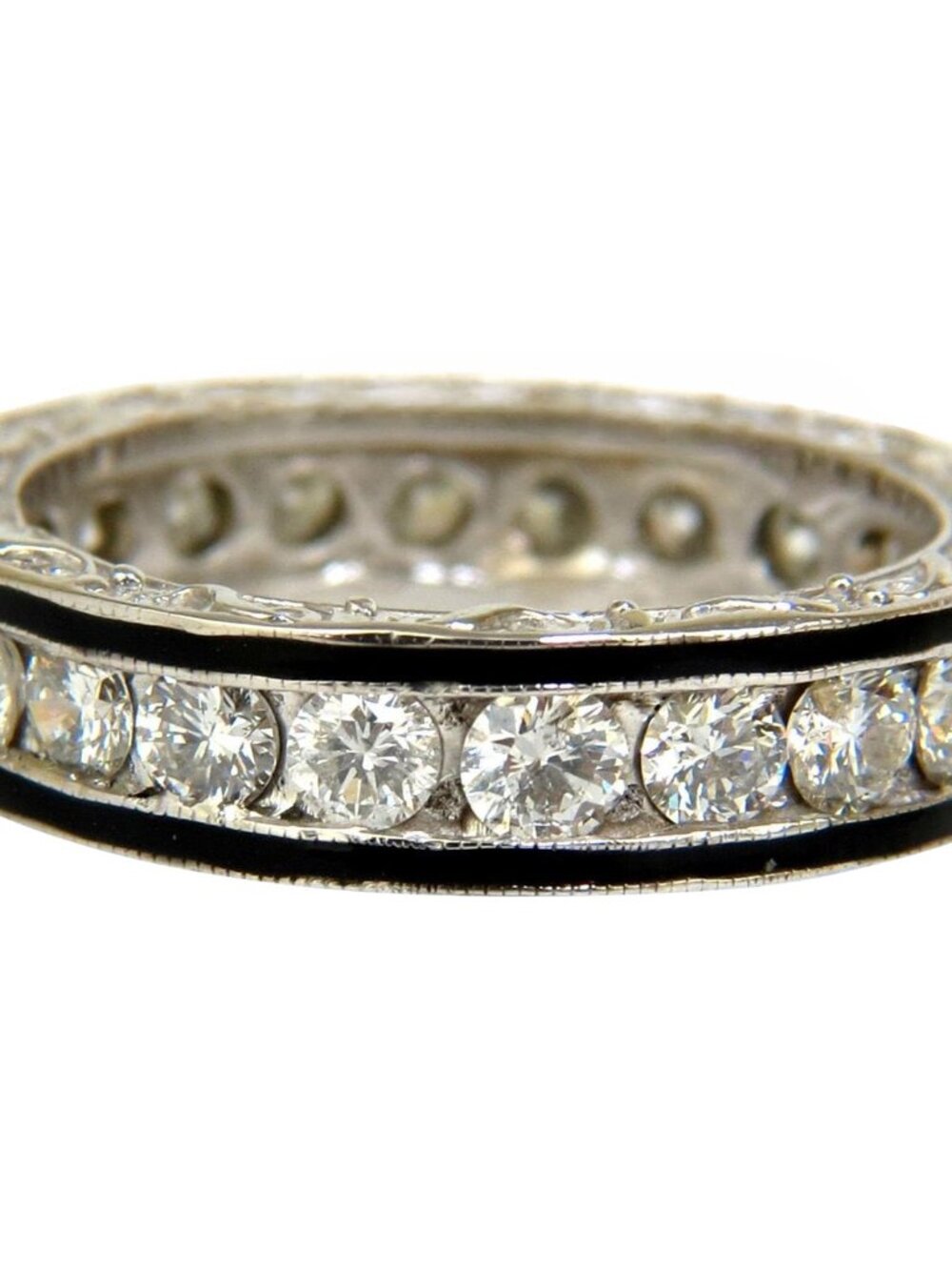 2.26CT NATURAL DIAMONDS ETERNITY BAND 14KT & BLACK ENAMEL 14KT*